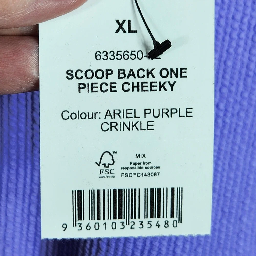 Cotton On Body One Piece Swimsuit Women XL Ariel Purple Crinkle Scoop Cheeky New